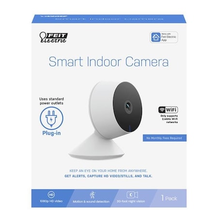Feit Electric Feit Electric 5034466 Plug-in Indoor Wi-Fi Security Camera; Black & White 5034466